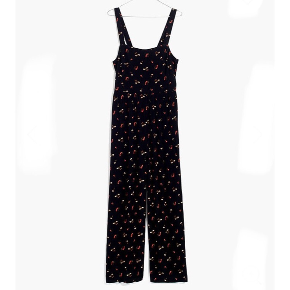 Madewell Smocked Crop Jumpsuit in Flower Toss XS/0